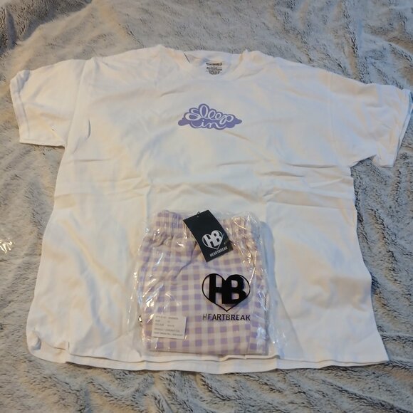 Heartbreak Women's Purple Gingham Frill Shorts Pajama Set UK SZ 12 / US SZ 8 - Picture 3 of 7